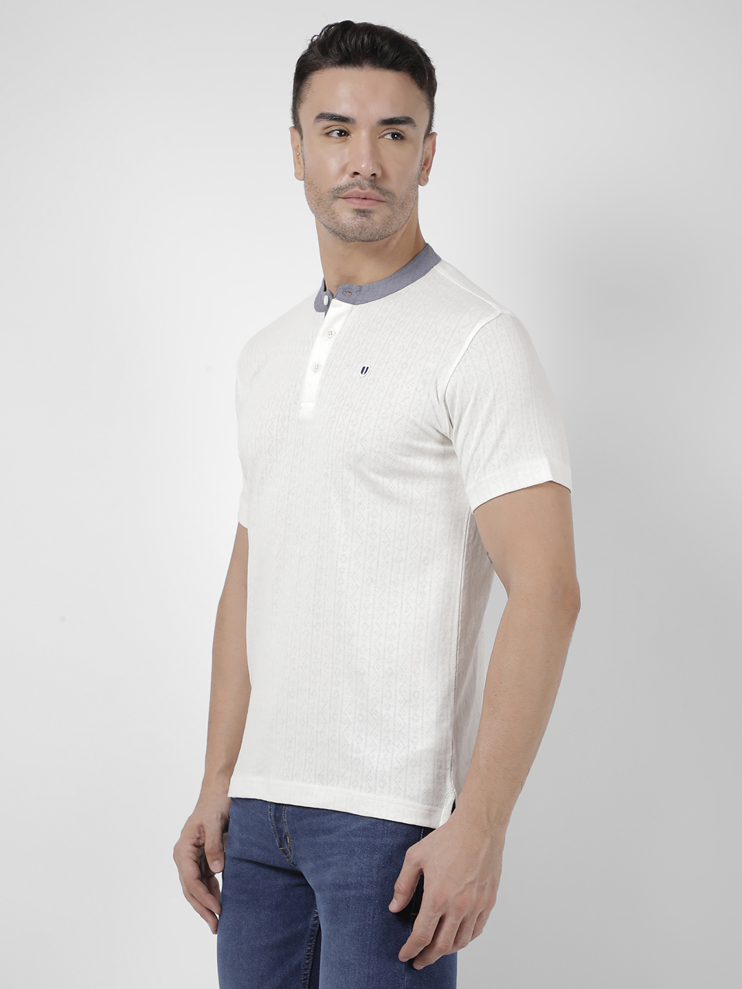 Numero Uno Men Self Design Off White T-Shirt